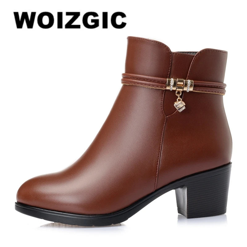 Mall - Ladies Genuine Leather Fur Lined Ankle Boot